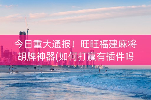 今日重大通报！旺旺福建麻将胡牌神器(如何打赢有插件吗)
