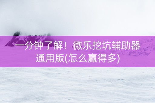 一分钟了解！微乐挖坑辅助器通用版(怎么赢得多)