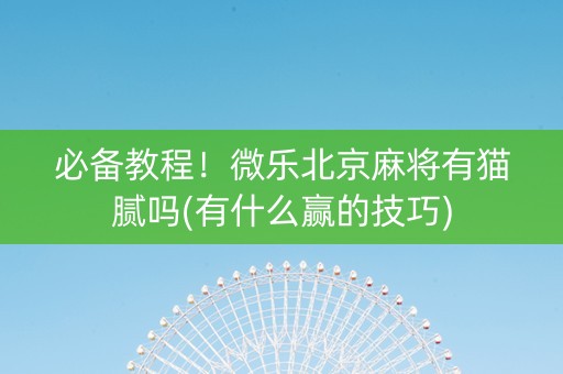 必备教程！微乐北京麻将有猫腻吗(有什么赢的技巧)