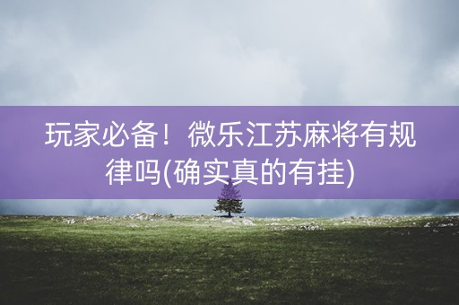 玩家必备！微乐江苏麻将有规律吗(确实真的有挂)