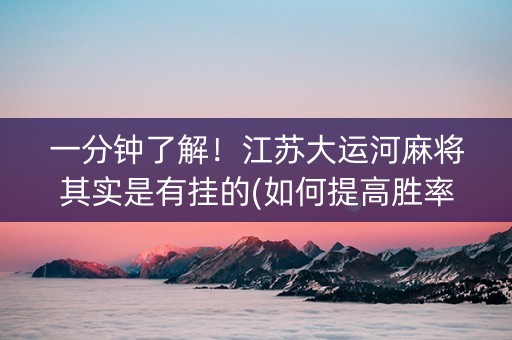 一分钟了解！江苏大运河麻将其实是有挂的(如何提高胜率)