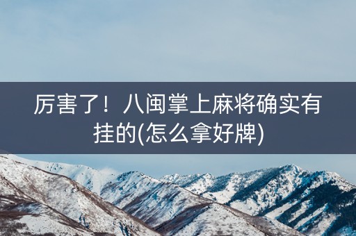 厉害了！八闽掌上麻将确实有挂的(怎么拿好牌)