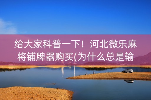 给大家科普一下！河北微乐麻将铺牌器购买(为什么总是输)