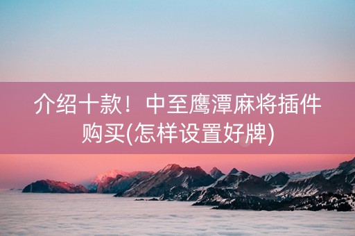 介绍十款！中至鹰潭麻将插件购买(怎样设置好牌)