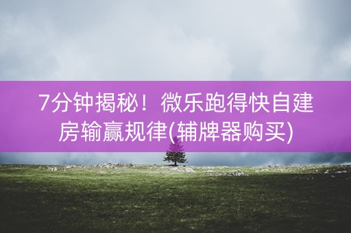 7分钟揭秘！微乐跑得快自建房输赢规律(辅牌器购买)