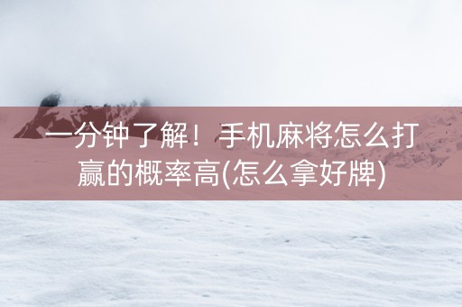 一分钟了解！手机麻将怎么打赢的概率高(怎么拿好牌)