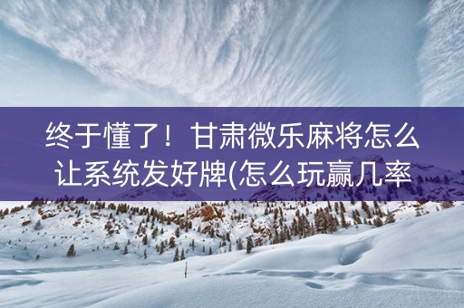 终于懂了！甘肃微乐麻将怎么让系统发好牌(怎么玩赢几率大)