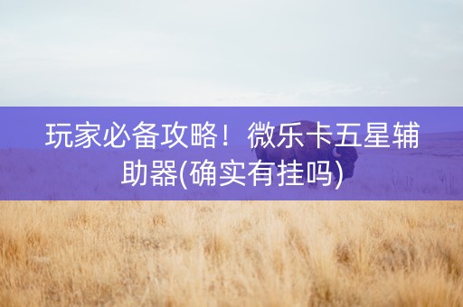玩家必备攻略！微乐卡五星辅助器(确实有挂吗)