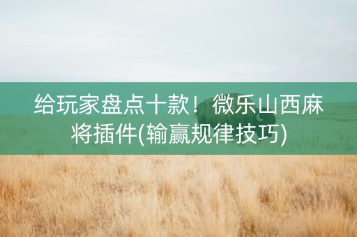 给玩家盘点十款！微乐山西麻将插件(输赢规律技巧)