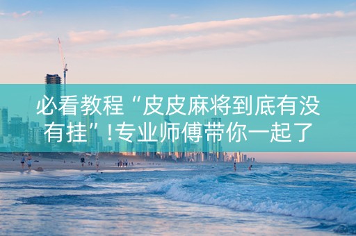 必看教程“皮皮麻将到底有没有挂”!专业师傅带你一起了解（详细教程）-知乎