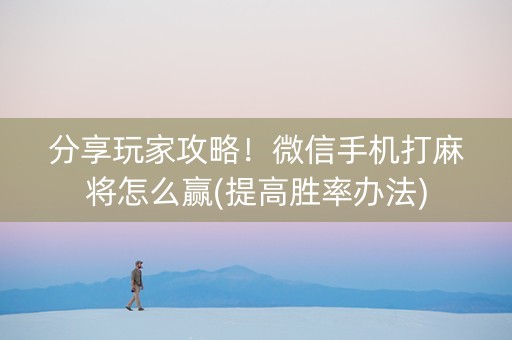 分享玩家攻略！微信手机打麻将怎么赢(提高胜率办法)