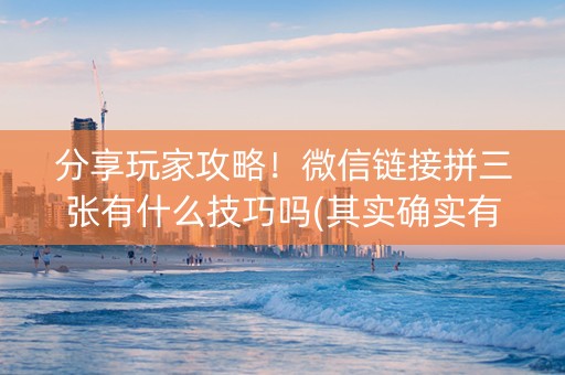 分享玩家攻略！微信链接拼三张有什么技巧吗(其实确实有挂)