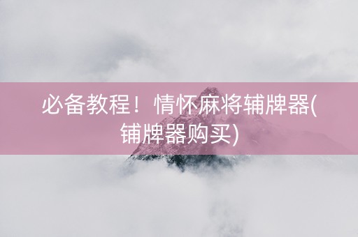必备教程！情怀麻将辅牌器(铺牌器购买)