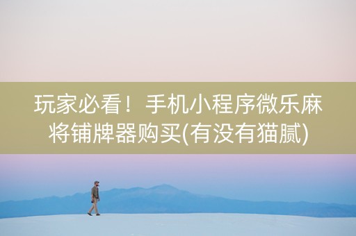玩家必看！手机小程序微乐麻将铺牌器购买(有没有猫腻)