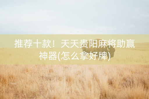 推荐十款！天天贵阳麻将助赢神器(怎么拿好牌)