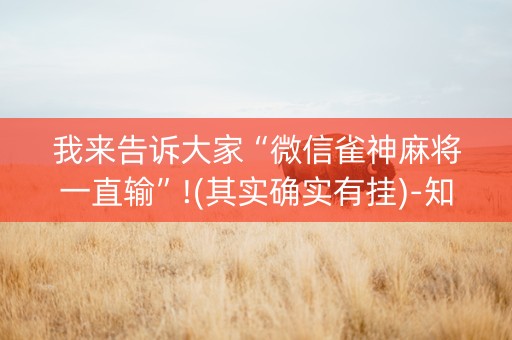 我来告诉大家“微信雀神麻将一直输”!(其实确实有挂)-知乎