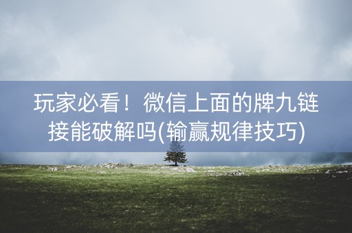 玩家必看！微信上面的牌九链接能破解吗(输赢规律技巧)