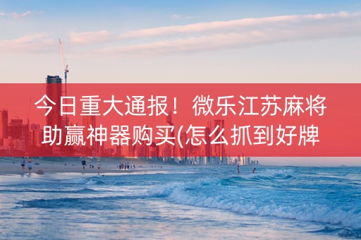 今日重大通报！微乐江苏麻将助赢神器购买(怎么抓到好牌)