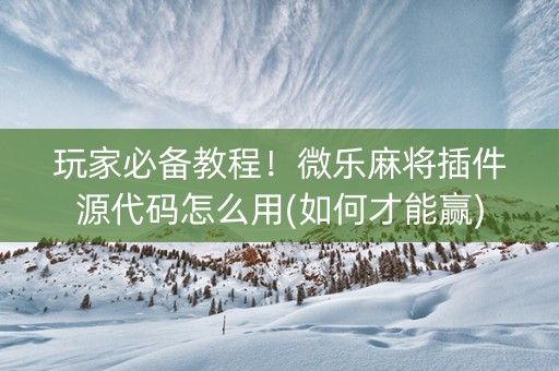 玩家必备教程！微乐麻将插件源代码怎么用(如何才能赢)
