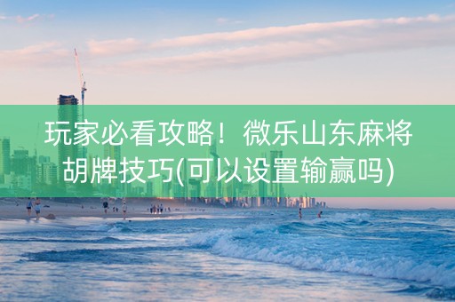 玩家必看攻略！微乐山东麻将胡牌技巧(可以设置输赢吗)