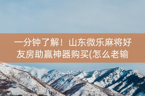 一分钟了解！山东微乐麻将好友房助赢神器购买(怎么老输必备神器)