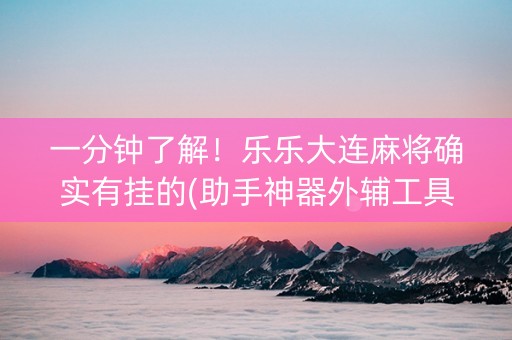 一分钟了解！乐乐大连麻将确实有挂的(助手神器外辅工具)