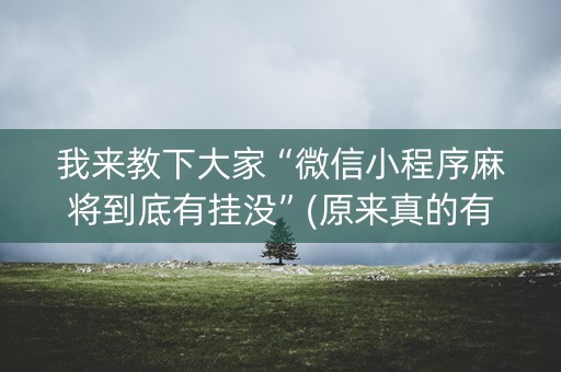 我来教下大家“微信小程序麻将到底有挂没”(原来真的有挂)-知乎