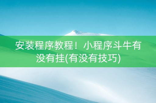安装程序教程！小程序斗牛有没有挂(有没有技巧)