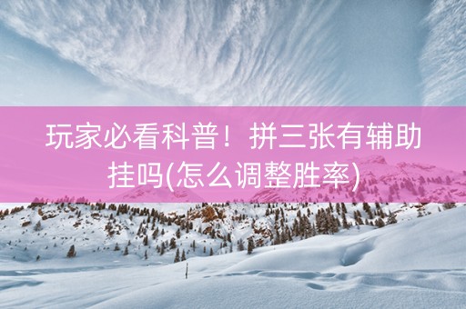 玩家必看科普！拼三张有辅助挂吗(怎么调整胜率)