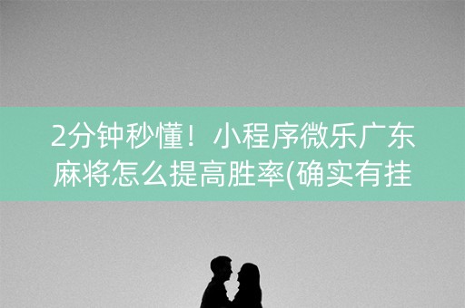 2分钟秒懂！小程序微乐广东麻将怎么提高胜率(确实有挂)