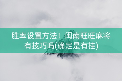 胜率设置方法！闽南旺旺麻将有技巧吗(确定是有挂)