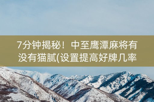 7分钟揭秘！中至鹰潭麻将有没有猫腻(设置提高好牌几率)