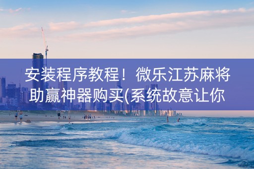 安装程序教程！微乐江苏麻将助赢神器购买(系统故意让你输)
