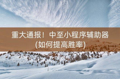重大通报！中至小程序辅助器(如何提高胜率)