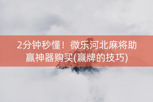 2分钟秒懂！微乐河北麻将助赢神器购买(赢牌的技巧)