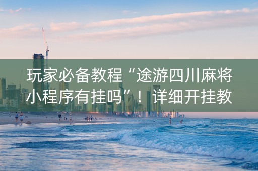 玩家必备教程“途游四川麻将小程序有挂吗”！详细开挂教程（确实真的有挂)-知乎