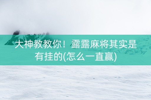 大神教教你！露露麻将其实是有挂的(怎么一直赢)