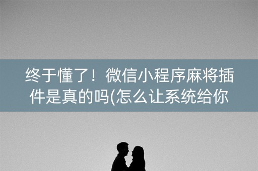 终于懂了！微信小程序麻将插件是真的吗(怎么让系统给你发好牌)