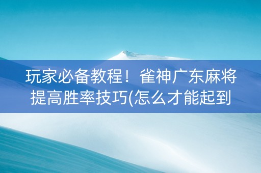 玩家必备教程！雀神广东麻将提高胜率技巧(怎么才能起到好牌)