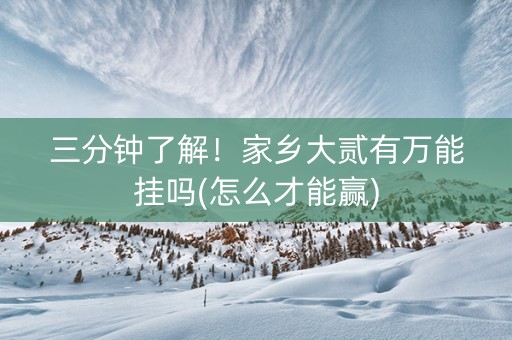 三分钟了解！家乡大贰有万能挂吗(怎么才能赢)