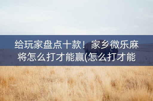 给玩家盘点十款！家乡微乐麻将怎么打才能赢(怎么打才能赢)