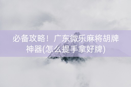 必备攻略！广东微乐麻将胡牌神器(怎么提手拿好牌)