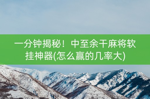 一分钟揭秘！中至余干麻将软挂神器(怎么赢的几率大)