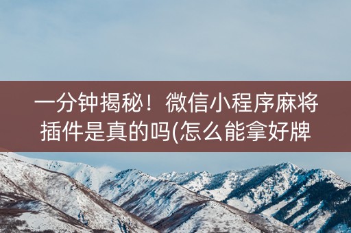 一分钟揭秘！微信小程序麻将插件是真的吗(怎么能拿好牌)