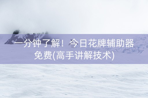 一分钟了解！今日花牌辅助器免费(高手讲解技术)