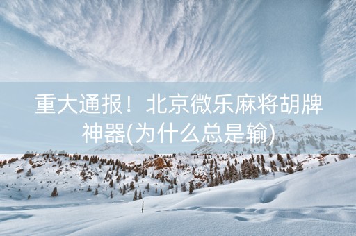 重大通报！北京微乐麻将胡牌神器(为什么总是输)