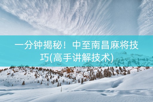 一分钟揭秘！中至南昌麻将技巧(高手讲解技术)