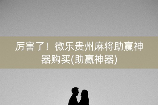 厉害了！微乐贵州麻将助赢神器购买(助赢神器)