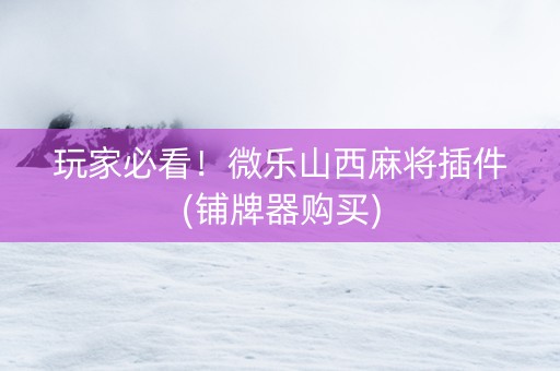 玩家必看！微乐山西麻将插件(铺牌器购买)