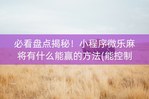 必看盘点揭秘！小程序微乐麻将有什么能赢的方法(能控制输赢吗)